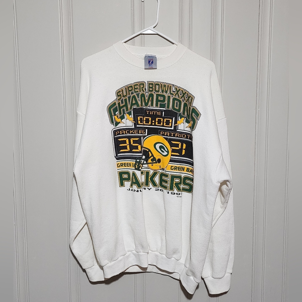 VTG Green Bay Packers Super Bowl XXXI Crewneck Sweatshirt - Men’s Size XL Logo 7